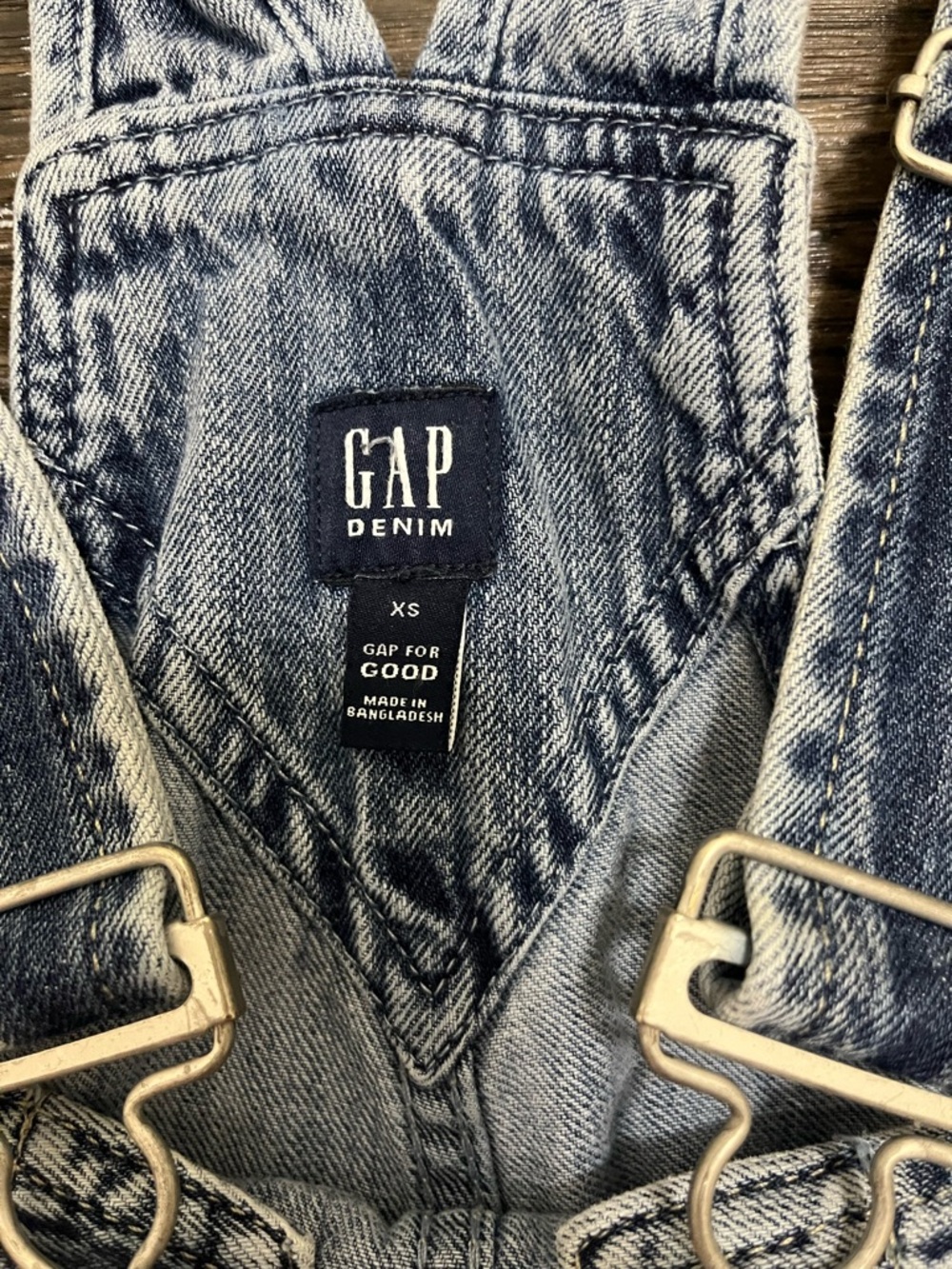 GAP Washed Blue Denim Short Overalls - Picture 3 of 4